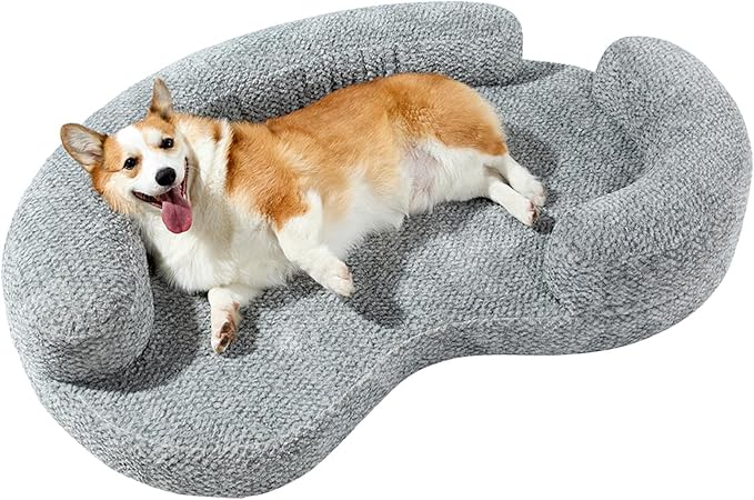 Orthopedic Memory Foam Dog Bed for Medium Sized Dog - Washable & Waterproof & Removable Couch - Round Calming Bed for Anxiety Relief (43 x 29 x 8 Inch)
