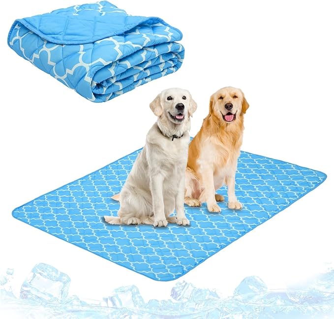 PUPTECK Dog Cooling Mat Pad for Medium Large Dogs, Cooling Blanket for Kennels Crate Floor, Dog Cat Summer Sleeping Bed Outside, Washable & Portable, XX-Large 60"x80"