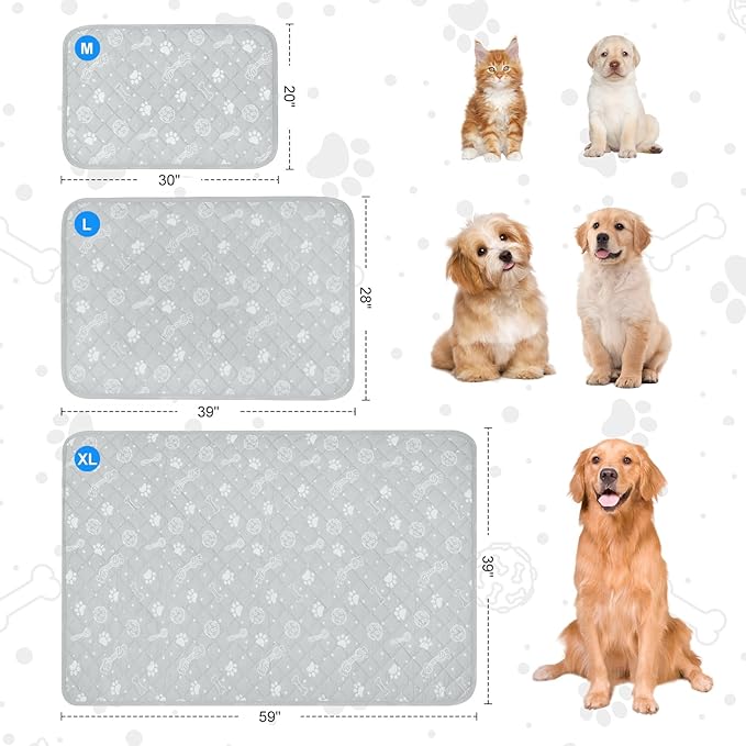 MH MYLUNE HOME Dog/Cat Cooling Mat, Cool-Chill Cooling Fiber & Endothermic Color Changing Pet Mat, 20'x30', Foldable & Washable, Non-Toxic Summer Pet Blanket, Light Gray