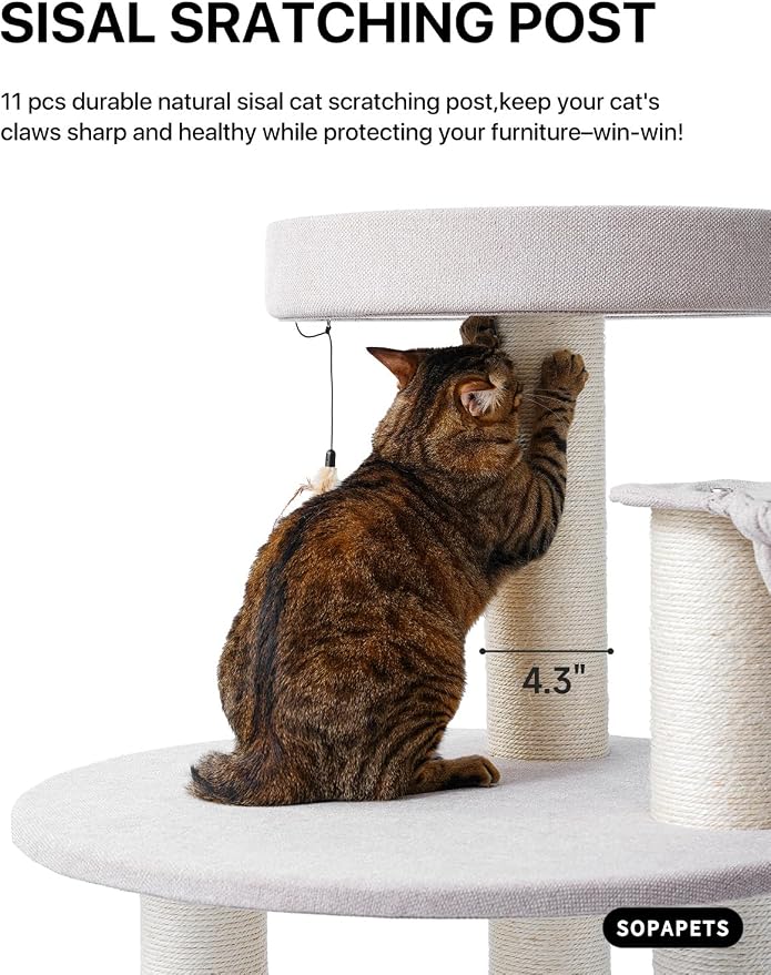 Extra Large Cat Tree for Maine Coon,65 Inches Tall Cat Tree Tower for Indoor Cats Large Adult 20 lbs,XXL Heavy Duty Luxury Sturdy Cat House with Hammock and Cat Bubble,Sisal Scratching Post,Condo