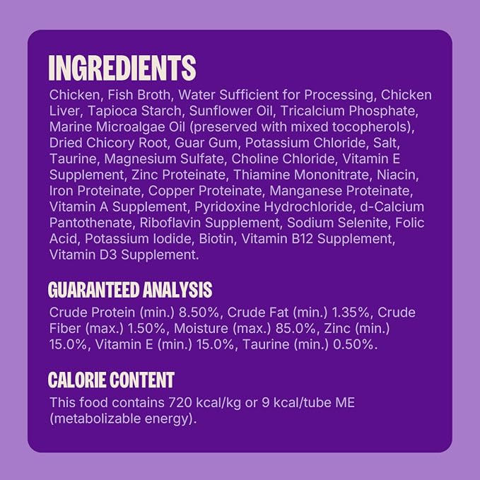 Wellness Lickable Soft Puree Cat Treats, All Lifestages, Kitten to Senior, Natural, Grain Free, Chicken Flavor, 0.4 oz, Pack of 6 Tubes
