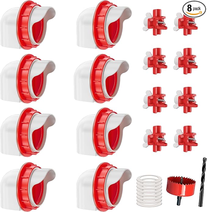 ZenxyHoC Chicken Feeders and Waterers, 8 Ports Chicken Feeder No Waste and 8 Packs Chicken Water Nipples