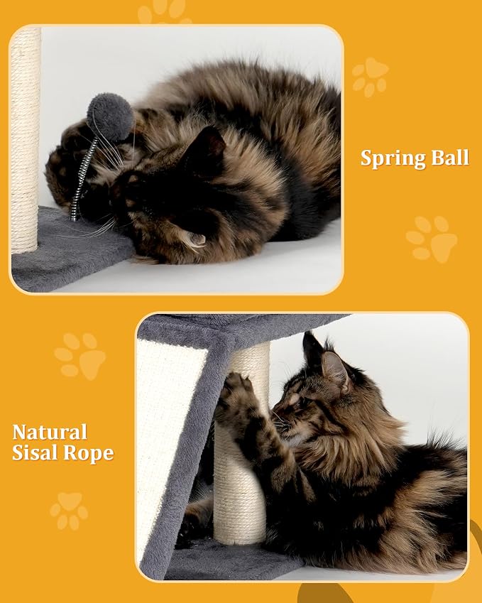 Aechonow Cat Tree for Large Cats, 14Inch Cat Tree Tower with Scratching Post, 20x16.5Inch Perch Bed for Adult Senior Cats, Removable Washable Mat, Dark Gray
