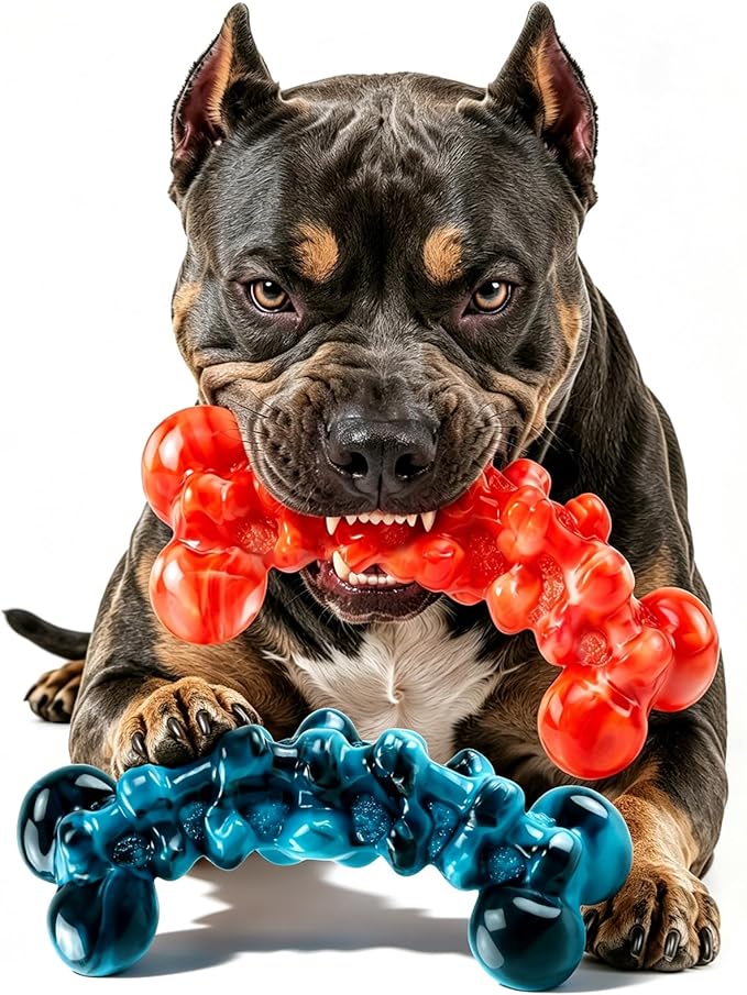 WOWBALA Dog Toys for Aggressive Chewers - Build for Aggressive Chewers for Long Lasting Fun, Non-splintering, Teeth Cleaning Indestructible Dog Chew Toys for Medium & Large Dogs, 2 Pack