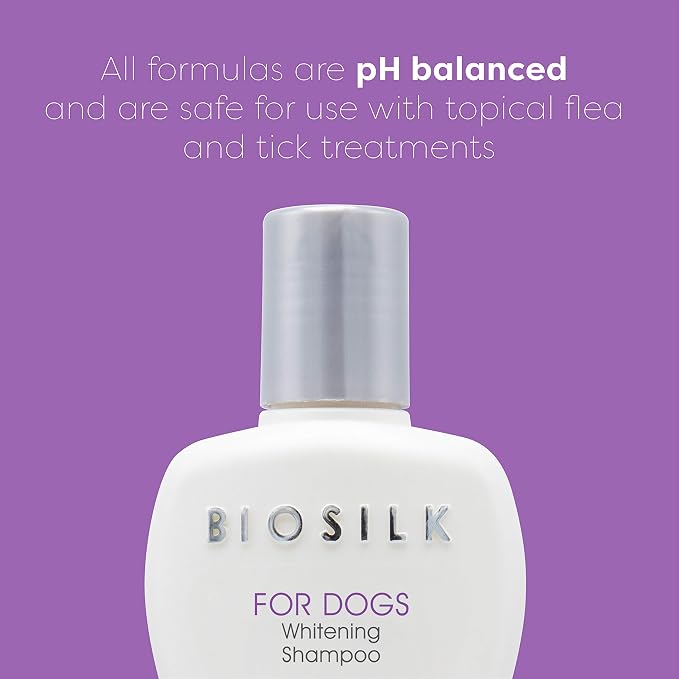 BioSilk Silk Therapy Whitening Dog Shampoo Brightening Pet Shampoo with Silk Protein for White and Light Colored Coats Enhances Shine and Softness pH Balanced Dog Wash 12 FL OZ 2 Pack Grooming
