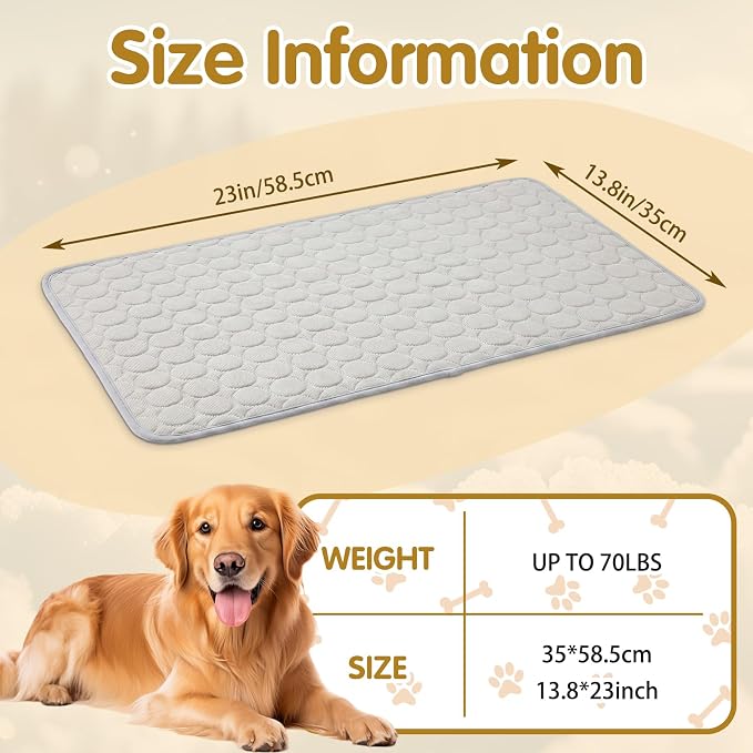 Novabright Dog Cooling Mat 35 x 23 Inches, Double-Sided Soft Pet Bed Mat, Dog Crate Pad, Summer Portable Cooling Blanket, All Season Use Machine Washable, for Dogs Cats Outdoor Indoor, Grey