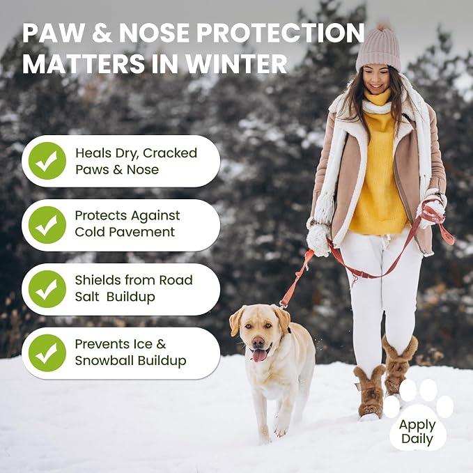 PawSono Lick-Safe Dog Paw & Nose Balm with Coconut Oil | All-Natural Moisturizer & Soother for Dry, Cracked Pads & Snout | Summer Hot Pavement & Sand Paw Wax, Nose Butter for Bulldogs (2.1 oz / 60 g)