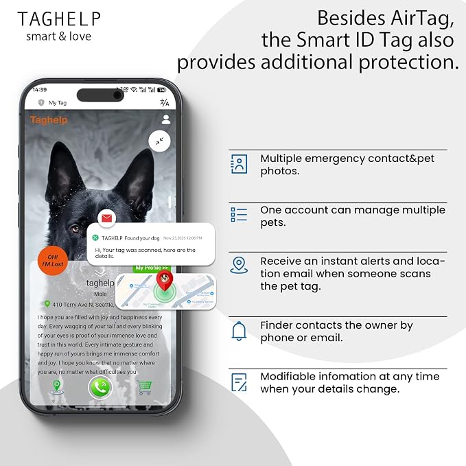 Tactical AirTag 2nd Gen (2026) & 1st Gen Dog Collar, 100% Waterproof Integrated Apple Air Tag Dog Collars with Hard PC AirTag Holder, Adjustable Military Collar with Handle, for Large Dogs(Purple,XL)