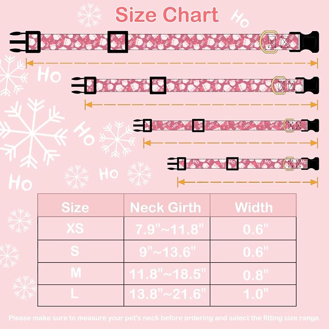 Faygarsle Red Dog Collar Christmas Design Santa Claus Pattern for Small Medium Large Dogs Collar Cute Stylish Girl Boy Christmas Dog Collar M