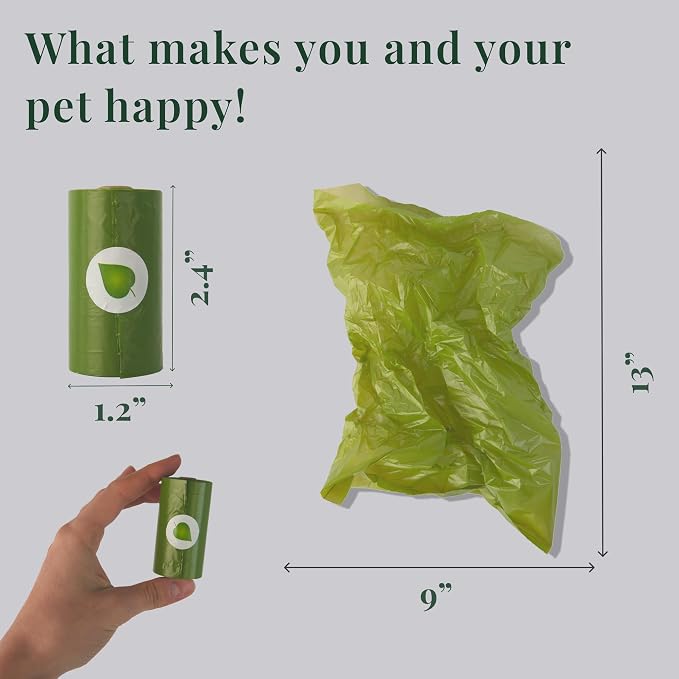Dog Poop Bags — Unscented, Extra Thick 15 Micron Leak-Proof Pet Waste Bags, 120 Count (8 Rolls) 9 x 13 in Refill Rolls with Easy Tear-Off Perforation & Recyclable Core