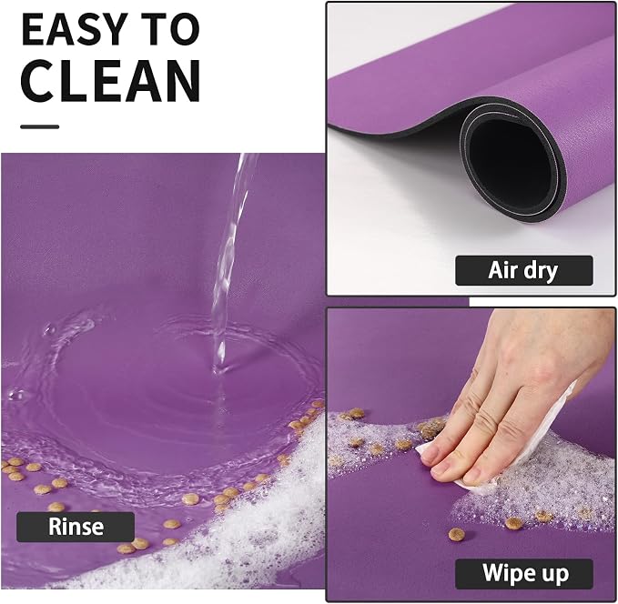 HotLive Dog Food Mat - Absorbent Cat Mat for Food and Water, No Stains Pet Feeding Bowl Mat, Easy to Clean Pet Placemats, Quick Dry Dog Water Dispenser Mat for Messy Drinkers | Purple 12"x 19"