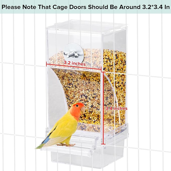 lemtrflo No Mess Bird Feeder Water Dispenser Set, Bird Feeder for Cage, Cage Accessories for Cockatiels, Finches, Budgies and Canaries