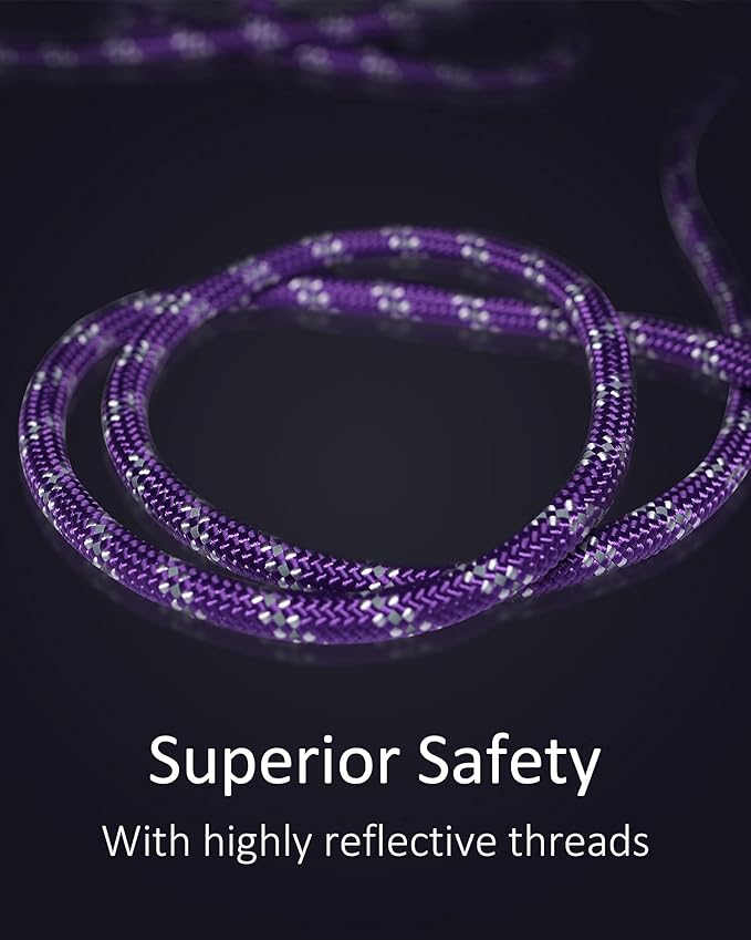Heavy Duty Dog Leash for Large, Medium, Small Dogs - 10FT/16FT/30FT/50FT/100FT, Reflective Threads for Night Walking, Playing, Camping, or Yard