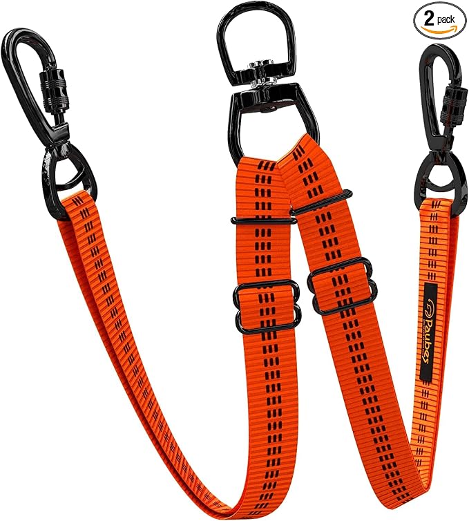 Dog Leash – Dual Reflective with Non-Tangle Design – Heavy Duty Nylon and Metal Buckles – Ideal (Orange, 2 Dog Leash)