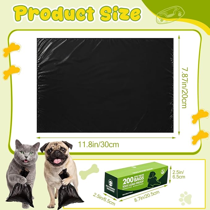 Sherr 75 Rolls 15000 Count Dog Waste Bags Dog Trash Bags Leak Proof Pet Doggie Poop Roll Waste Thick Plastic Bag for Home Park Outdoor Travel Pet Supplies (Black)