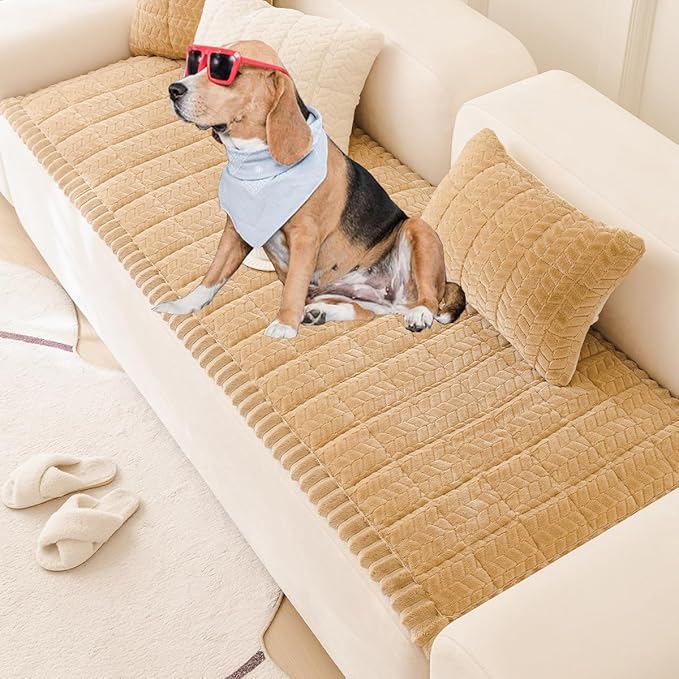 Mitid Sofa Cover Fuzzy Couch Cover for Pet, Couch Covers for Dogs Washable Non-Slip Sofa Slipcover Cushion Protector Pets Friendly Mat