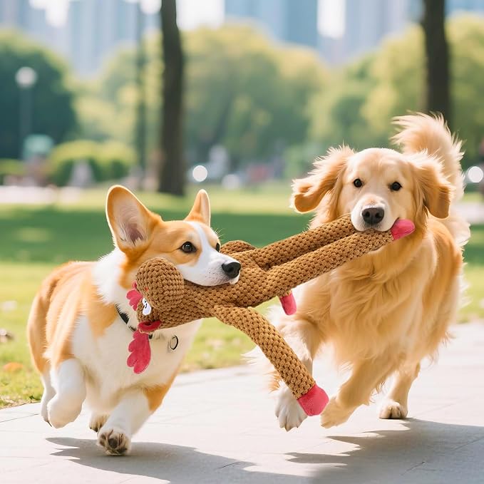 Christmas Dog Toys Squeaky 3-Pack Crinkle Sound Paper Tail | Interactive Puppy Teething Chew Toy Deer snowman santa Claus Shape no Stuffing,Keep Them Busy, Large Medium Small Breeds
