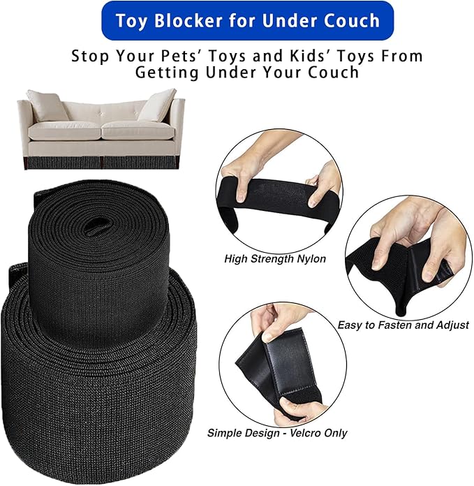 Under Couch Blocker for Kid and Pet Toys, Toy Blocker for Under Bed and Under Couch，Easy to Install， Stop Things from Going Under Sofa Bed and Other Furniture （5in x 132in）