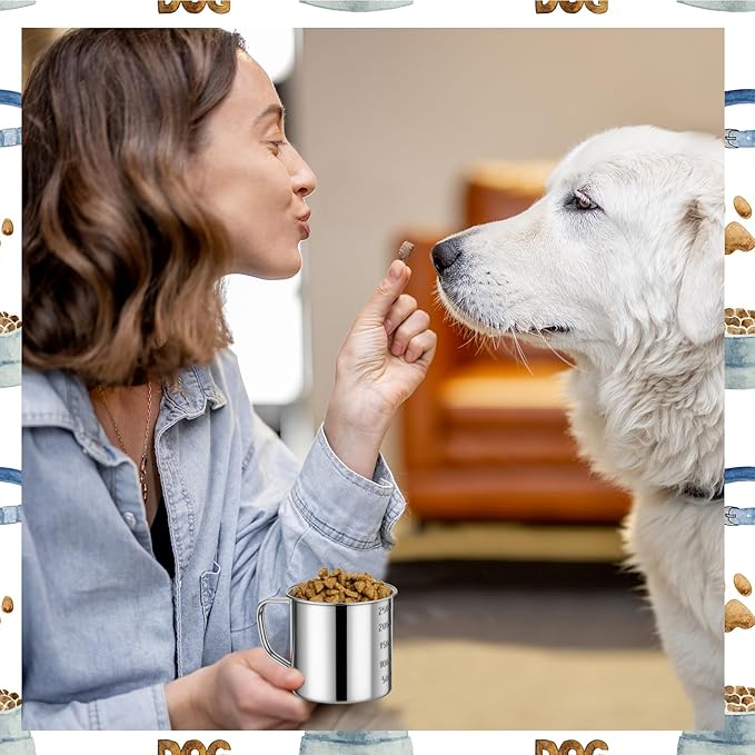 Dog Food Scoop 1/2 Cup,304 Stainless Steel Measuring Cups with Handle Pet Food Scoop Cup Measuring Scoop for Dogs, Cats, Birds & Rabbits – Ideal for Dry Food & Treats (1/2 Cup)