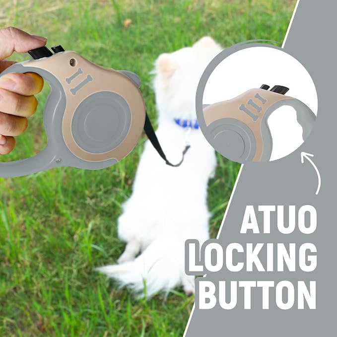 Retractable Dog Leash Automatic Telescopic Tractor Dog Tape, Pet Tape 10/16 FT Durable and Convenient, with Folding Bowl, Dispenser, Rubbish Bags, Suitable for Small and Medium Dogs