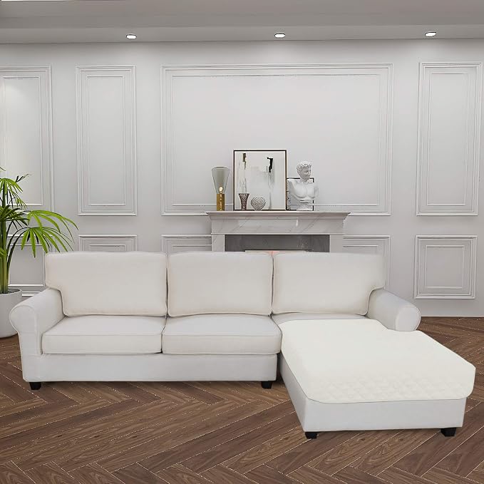 Easy-Going Sectional Couch Covers for Dogs L Shape Sofa Cover Reversible Sofa Slipcover Chaise Lounge Cover Furniture Protector Cover for Pets Dog Cat (42 x 52inches, Ivory/Ivory)