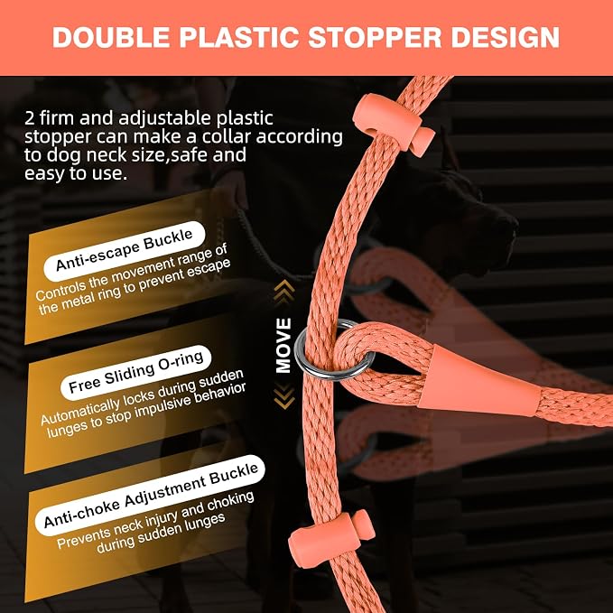 Lynxking Dog Leash Slip Lead Reflective Breathable Rope Comfortable Strong No Pull Slip On Pet Training Lead for Dogs (Orange, Large 1/2 inch x 6ft)