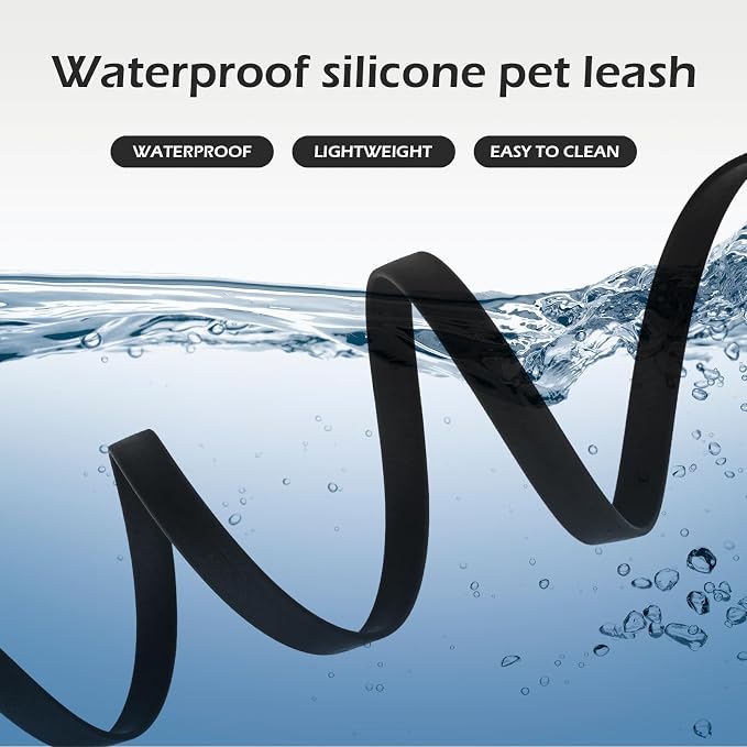 WOLFONE Waterproof PVC Dog Leash, Long Training Lead 50FT, Heavy Duty Tangle-Free Nylon Core, Easy Clean Rubber Coated Leash for Small Medium Large Dogs, Outdoor Training