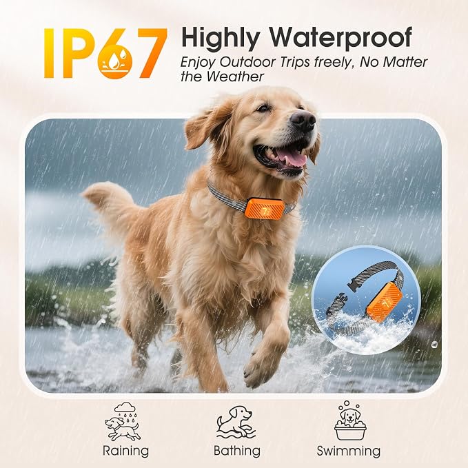 Dog Bark Collar for Large Medium Small Dogs, Effective No-Bark Collar, Smart Barking Collar, Rechargeable Bark Collar with 7 Sensitivity, 3 Modes, Waterproof, Neon Orange