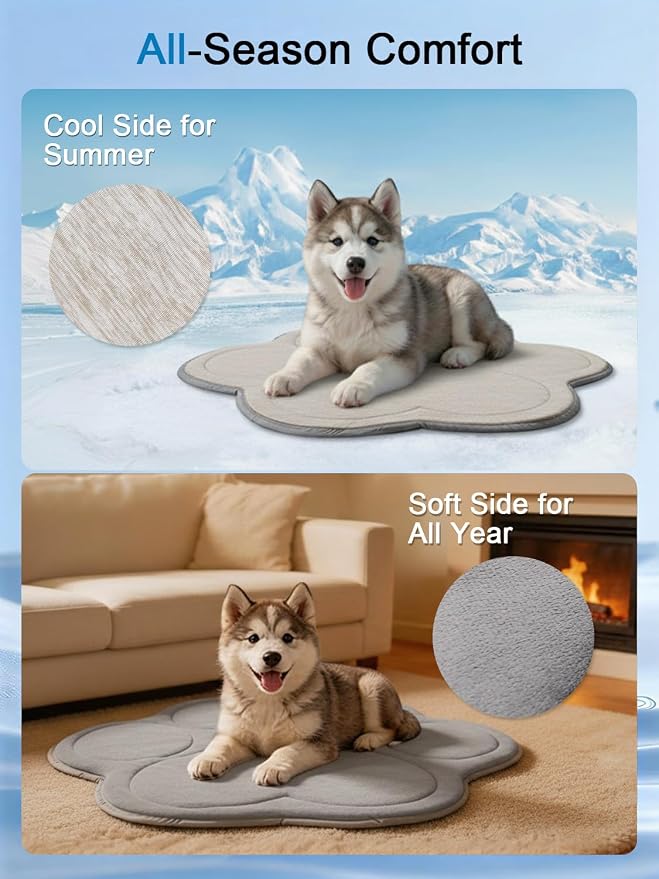 Dog Cooling Mat, Q-Max>0.46 Instant Cool Pad for Dogs, Reversible 4-Layer Thick Pet Cooling Pad, Machine Washable,for Crate, Car, Indoor & Outdoor Summer（X-Large-45 L x 41" W)