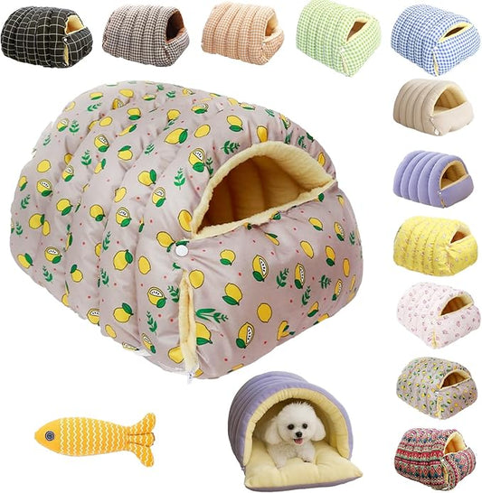 Cozy Monster Cat Bed, Niopets Cave Style Pet Bed, Warm Cats Tent Nest for Sleeping & Lounging, Removable and Washable Winter Closed-Off Cat Bed, Cute House for Small Dogs and Pets (D, Small)