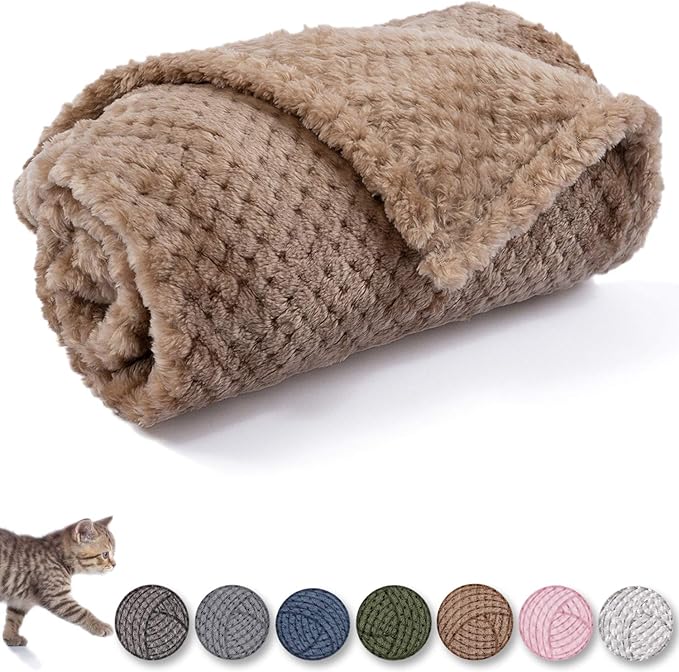 Dog Blanket or Cat Blanket or Pet Blanket, Warm Soft Fuzzy Blankets for Puppy, Small, Medium, Large Dogs or Kitten, Cats, Plush Fleece Throws for Bed, Couch, Sofa, Travel (M/32" x 40", Light Brown)