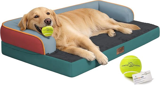 Comfort Expression Memory Foam Dog Bed Large Sized Dogs - XL Waterproof Orthopedic Pet Bed for Big Dog with Washable Removable Cover Non-Slip Pet Sofa Couch, 42 x 30