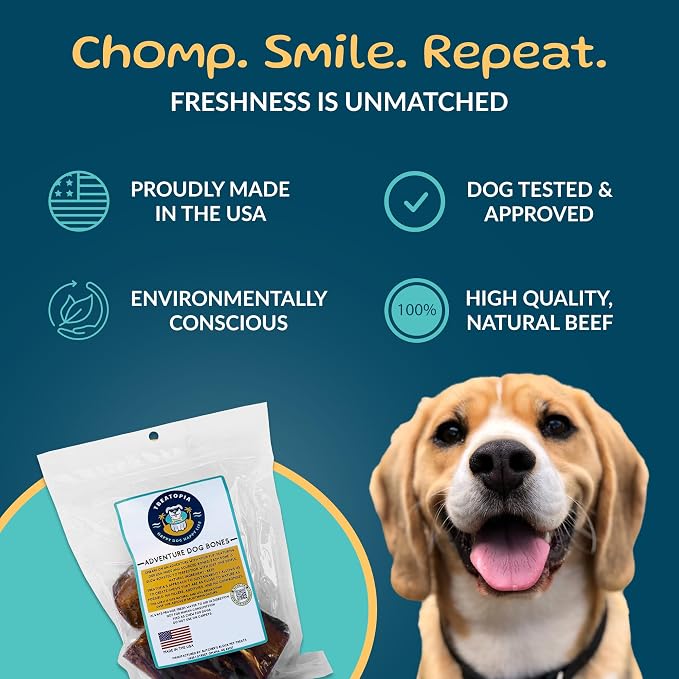 TREATOPIA Adventure Dynamo Beef Marrow Dog Bones 3” (3 Pack), Long-Lasting Natural Chews, Center-Cut Single Ingredient Treats, Slow-Roasted, Hand-Trimmed, Made in USA, No Additives or Fillers