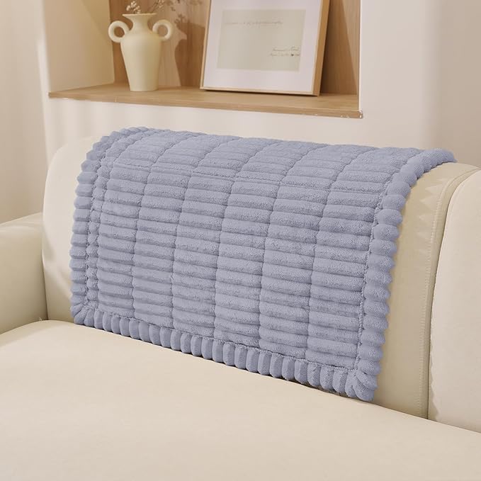 Fuzzy Sofa Headrest Covers for Dogs Washable, Thick Couch Covers for 3 Cushion Sofa Pet Friendly, Non Slip Plush Dog Couch Cover for for Sectional, Loveseat (Light Gray, 27.6" x 35.4")