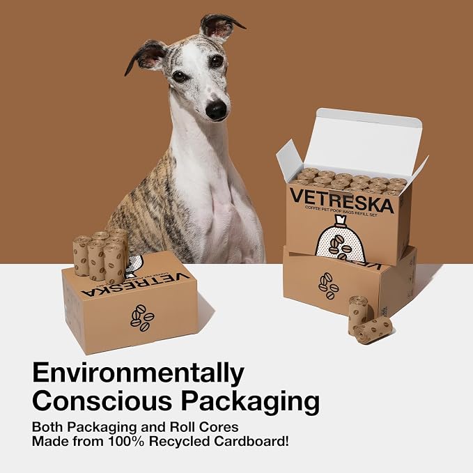 VETRESKA Dog Poop Bags, 540 Count Coffee Scented Waste Bags, Leak Proof, Extra Thick, 9" x 13" Large Dog Pet Bags for Dogs and Cats - (36 Rolls)