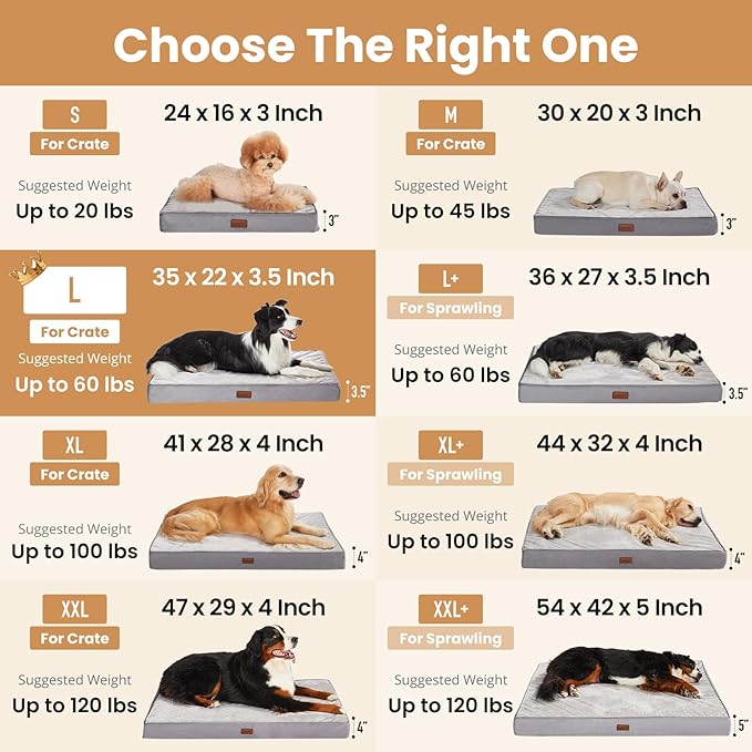 OhGeni Orthopedic Waterproof Dog Bed for Medium Large Dogs, Machine-Washable Removable Cover in Easy-Clean Fabric, Reversible Memory Foam & Easy-Carry Handle, Suitable for Crate, 35 inch (Black)