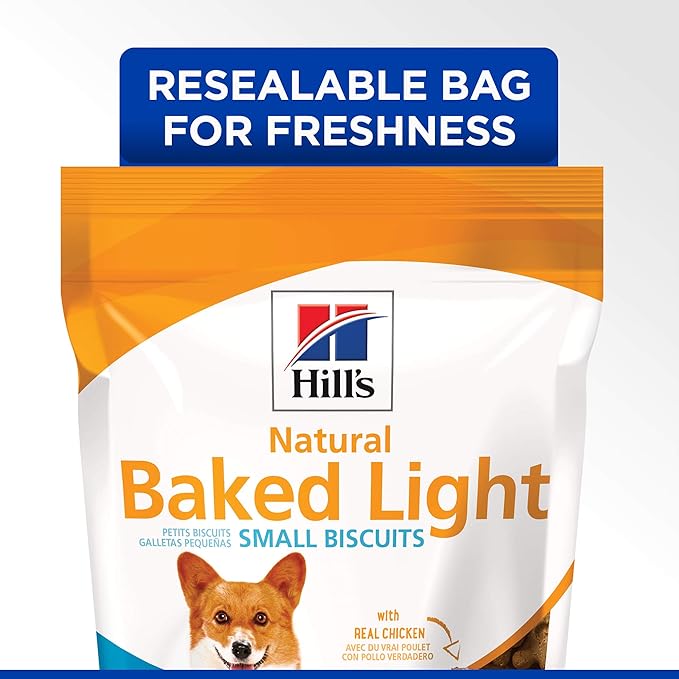 Hill's Natural Baked Light Biscuit Treats for Small Dogs, Chicken, 8 oz. Bag (Pack of 12)