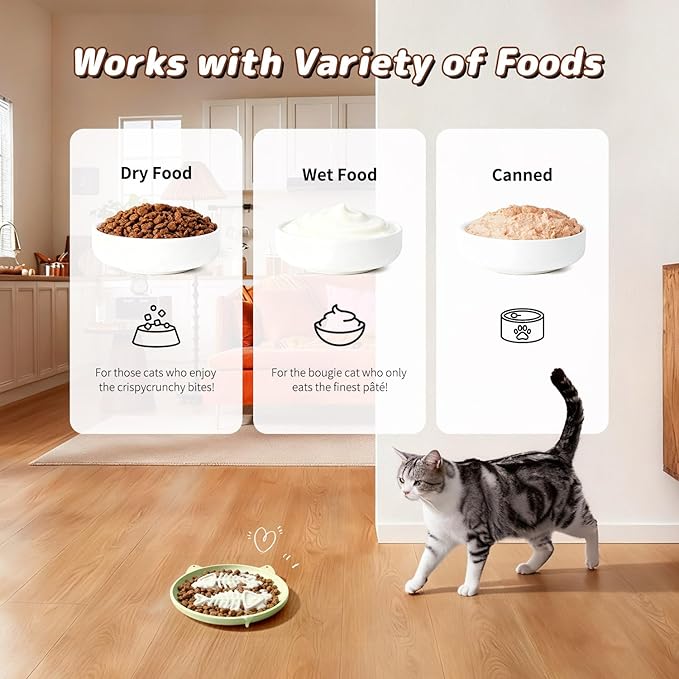 Slow Feeder Cat Bowl, 2 PCS Silicone Cat Bowl, Slow Feeder Ideal for Dry and Wet Food, Easy to Clean, Interactive Puzzle Toy for Pets Food Training, Keeps Cats Busy,6.69" W*0.65" H