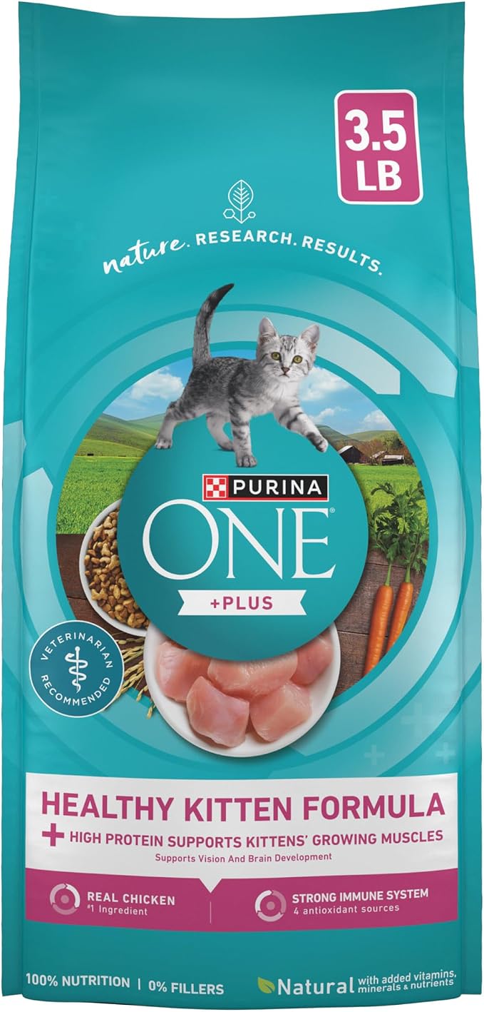 Purina ONE High Protein, Natural Dry Kitten Food, +Plus Healthy Kitten Formula - 3.5 lb. Bag