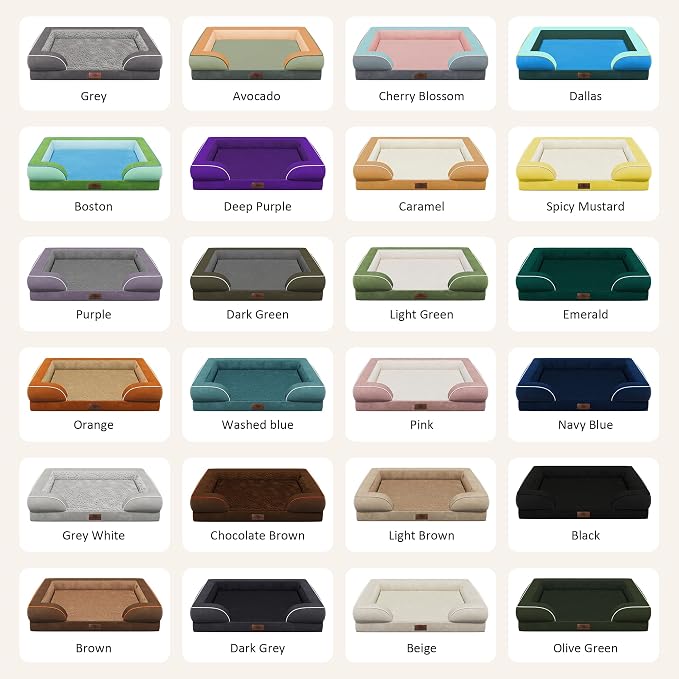 Comfort Expression Orthopedic Dog Bed for Extra Large Dogs 42x30 Inch, Waterproof Egg Crate Foam XL Pet Bed with Removable Bolsters, Dog Couch with Washable Cover & Non-Slip Bottom, Grey