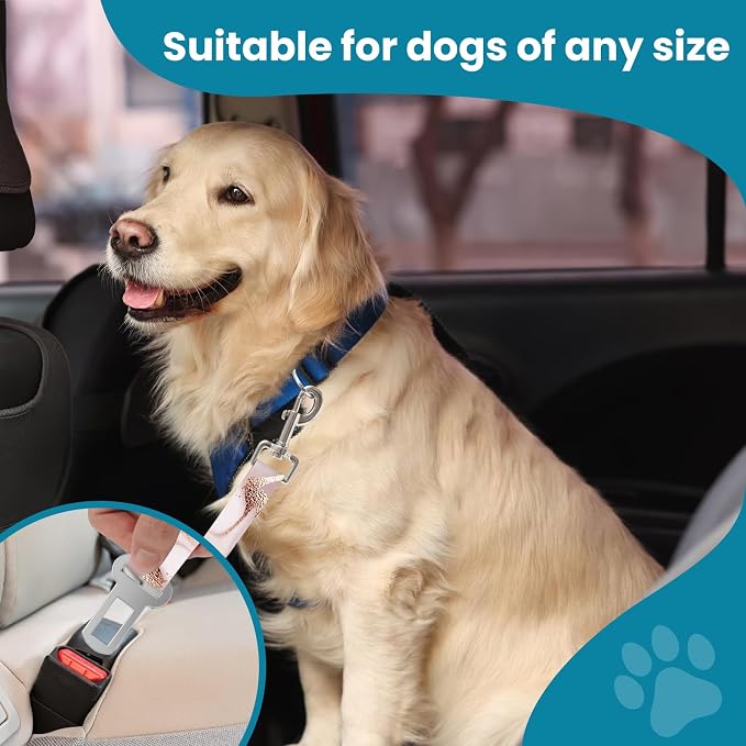 Adjustable pet cat and Dog car seat Belt，The Lanyard is Flexible and Adjustable from 20 to 33 inches(Golden Marble)