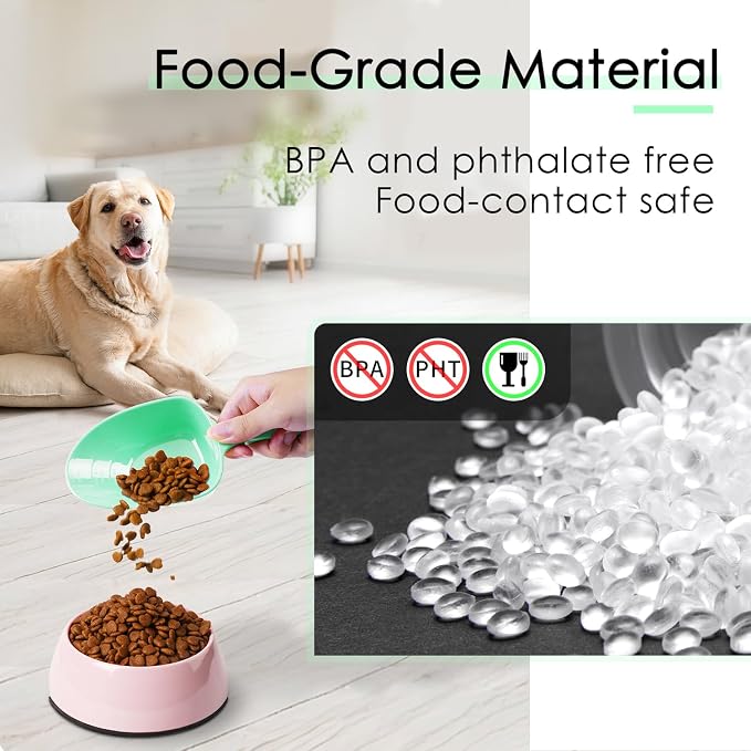 Melamine Pet Food Measuring Scoop, 1 Cup 1/2 Cup 1/4 Cup with Clear Measurement Lines for Dog, Cat, Bird, and Rabbit, Durable, Ergonomic Handle, Dishwasher safe-Green & Purple