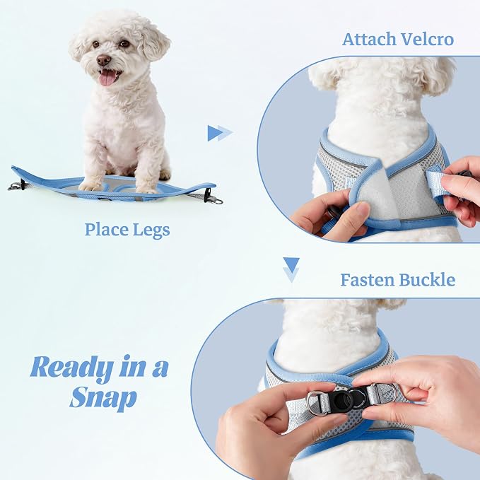 YIMEIS Dog Harness and Leash Set, No Pull Soft Mesh Pet Harness, Reflective Adjustable Puppy Vest for Small Medium Large Dogs, Cats (Greyblue, X-Small (Pack of 1)