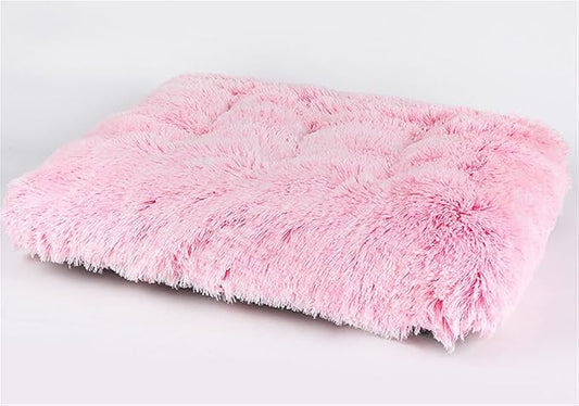 Long Plush Calming Pet Bed Cuddler Pet Bed for Dogs and Cats Fluffy Faux Fur Dog Bed with Anti Slip Bottom Machine Washable Pet Sleep Bed Crate Mat Gradient Pink 2XL