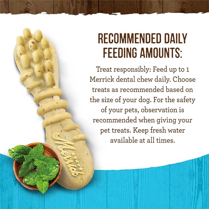 Merrick Fresh Kisses Natural Dental Chews, Toothbrush Shape Treat Infused With Real Mint, For Large Dogs - 4 ct. Bag