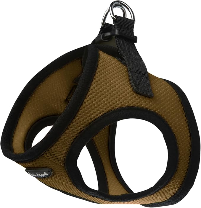 Bark Appeal Carmel Brown Step-in Dog Harness for Small to Medium Sized Pets – Updated Sizing, Re-Measuring is Essential – Soft Vest Harness – Anti-Choke with Adjustable Strap & Heavy Duty Clip – M