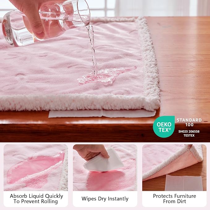 Qeils 1 Pack 3 Dog Blankets for Small Dogs - 3 pcs Waterproof Dog Blanket Washable - Soft Sherpa Fleece Puppy Blanket for Kitten Doggy, Warm Cat Blankets for Indoor Cats, 16"X23", Pink Bows