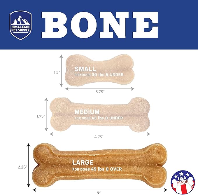 Himalayan Pet Supply Dog Chew Bone - Large | Long Lasting, Stain Free, Protein Rich, Low Odor | 100% Natural, Healthy & Safe | No Lactose, Gluten, Soy or Grains | for Dogs 45 lbs and Over