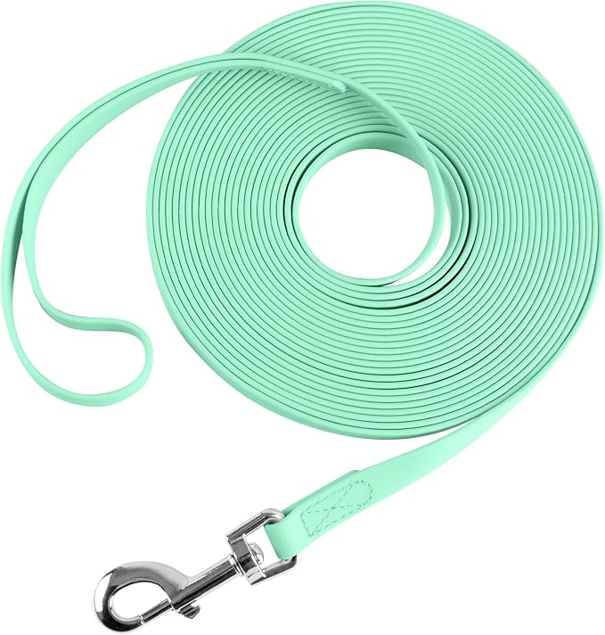 Waterproof Long Leash Durable Dog Recall Training Lead Great for Outdoor Hiking, Training, Yard, Beach and Swimming (Light Green, 50ft)