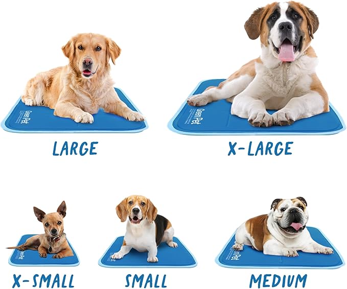 The Green Pet Shop Cool Pet Pad - Medium, Blue - Self-Cooling, Pressure Activated Mat for Dogs & Cats from 21-45 lbs - Non-Toxic Gel, No Water Needed